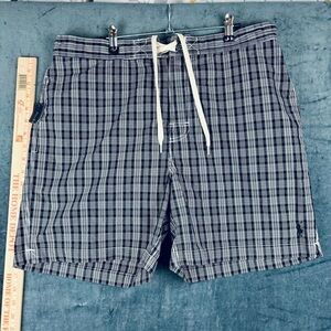 VINTAGE NWT Polo by Ralph Lauren Black and White Board shorts/trunks Sz L